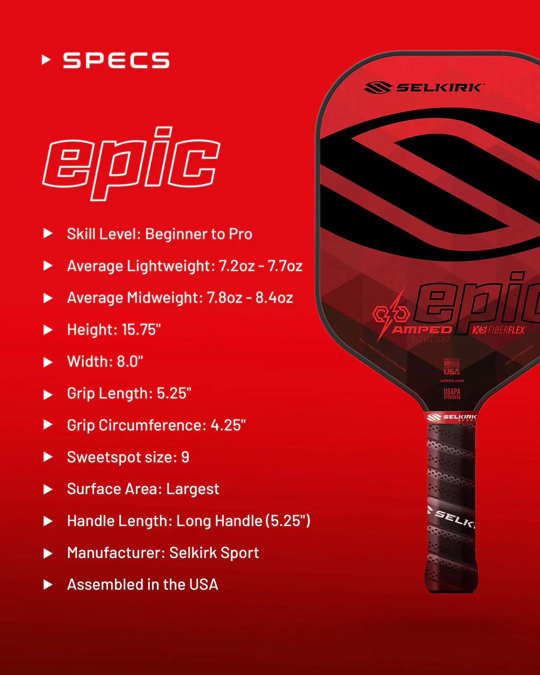 Selkirk Amped Epic Pickleball Paddles